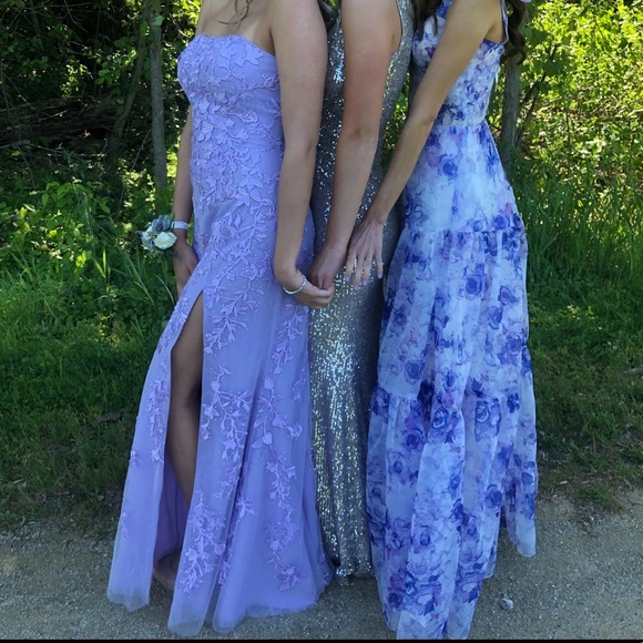 Sherri Hill 53345 Lavender Lace Strapless Prom Dress - Still available PROM ‘24 - Picture 6 of 10